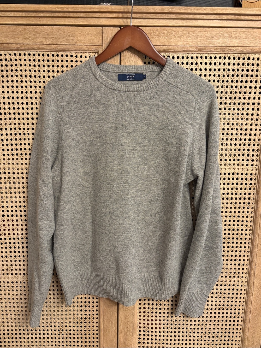 J. Crew Men's 100% Wool Crewneck Sweater in Light Heather Gray
